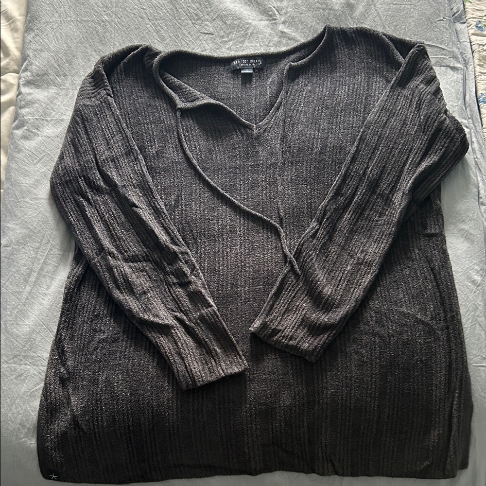 Barefoot Dreams navy Ribbed V-Neck Women's Sweater